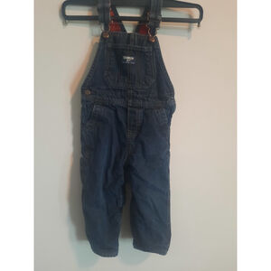 Baby OshKosh B'gosh Blue Plaid Lined Denim Overalls 24 Months
